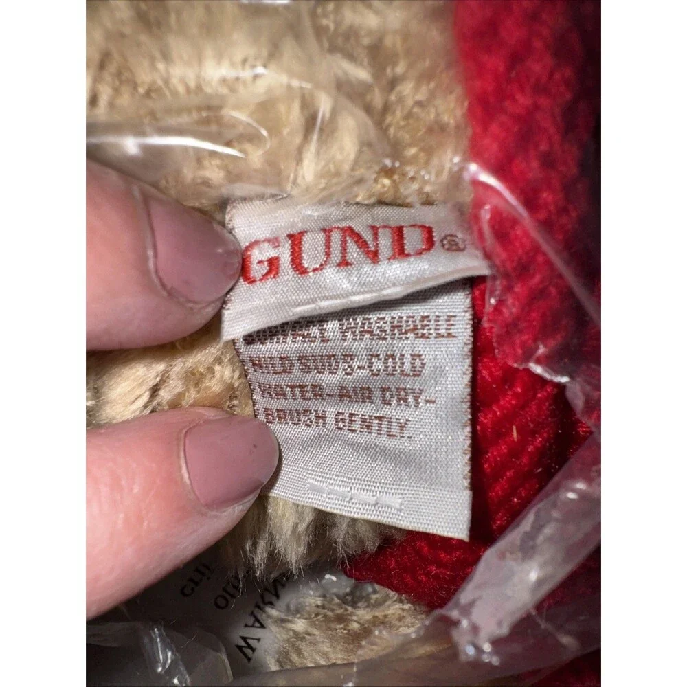 Gund Brown Teddy Bear Plush Red Sweater “Jesus love Me” NIP 12-14”